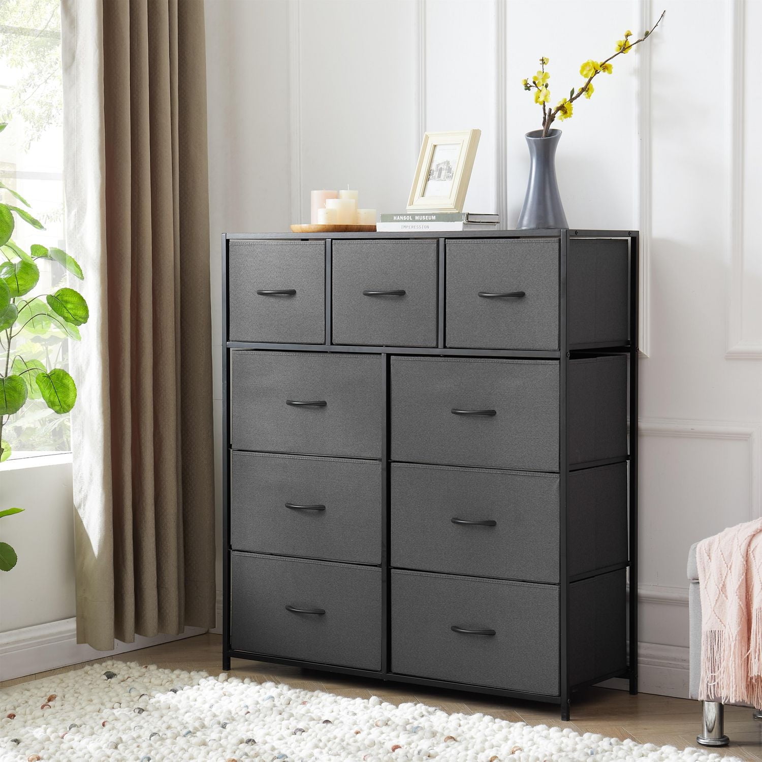 Mainstays 9 Drawer Fabric Dresser, Grey