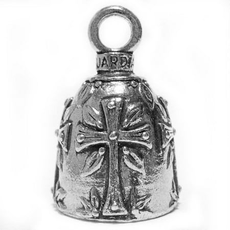 - Guardian Bell Pewter Keychain Fob Zipper Pull - Holy Cross Design