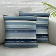 thumbnail image 3 of PIKWEEK  Stripe Pillow Case Jacquard Square Decorative Throw Cushion Cover Pillowcase with Invisible Zipper for Bed (Navy Blue), 3 of 5