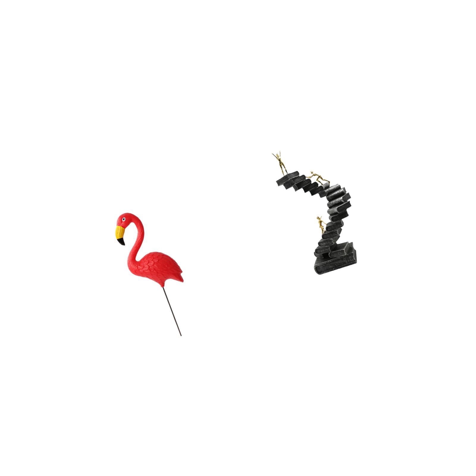 Miulika Flamingo Fairy Garden Sculpture and Abstract Thinker Ladder Statue Resin Figurine for Holiday Spring Yard Art Ornament Bookshelf Desktop Table Decorations