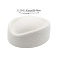 thumbnail image 2 of Hsqqdc Wool Blend Polyester White Vintage Stewardess Beret Hat 22-22.8 Inch Pillbox Headwear 1-Piece, 2 of 7