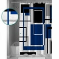 thumbnail image 3 of 72x78 Inch Shower Curtain Blue Black Geometric Bathroom Decor Waterproof Fabric Bathtub Bath Curtains Decorative Modern Minimalist Abstract Stripes Extra Long Shower Curtain Set with Hooks, 3 of 6