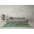 thumbnail image 3 of Ahgly Company Machine Washable Indoor Square Solid Turquoise Blue Modern Area Rugs, 8' Square, 3 of 4