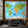 thumbnail image 6 of Educational World with Populated Animals Representing, Adventurous Vintage for Nautical Decor Lovers, Wall Decor, Graduation Gift, Tapestry Wall Hanging for Dorm and Living Room, 6 of 7