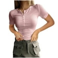 thumbnail image 1 of Plebaso T-Shirts Côtelés Slim pour Femmes, Manches Courtes, Tricotés, Décontractés, pour Sortir, 1 of 6
