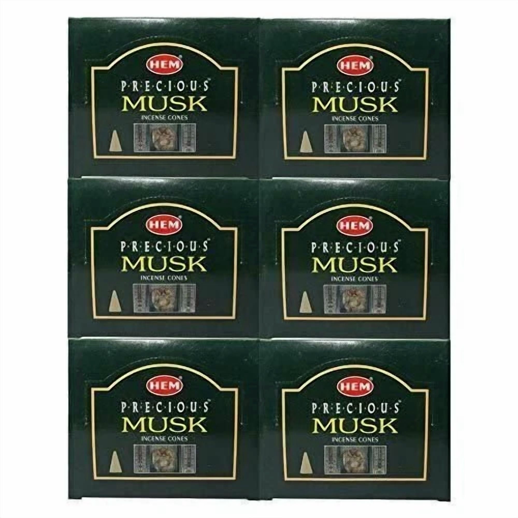 Hem Precious Musk Pack Of 6 Incense Cones Boxes, 10 Cones Each