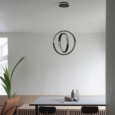

2-Ring LED Chandelier Dimmable Crystal Ceiling Light with Remote Control Hanging Light Fixture