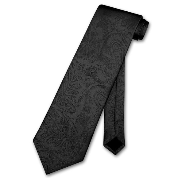 Vesuvio Napoli NeckTie BLACK Color Paisley Design Men's Neck Tie