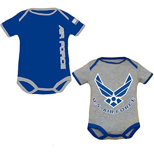 U.S.A.F. 2pk Baby Boys Air Force Bodysuits Blue Gray 0-3 Months