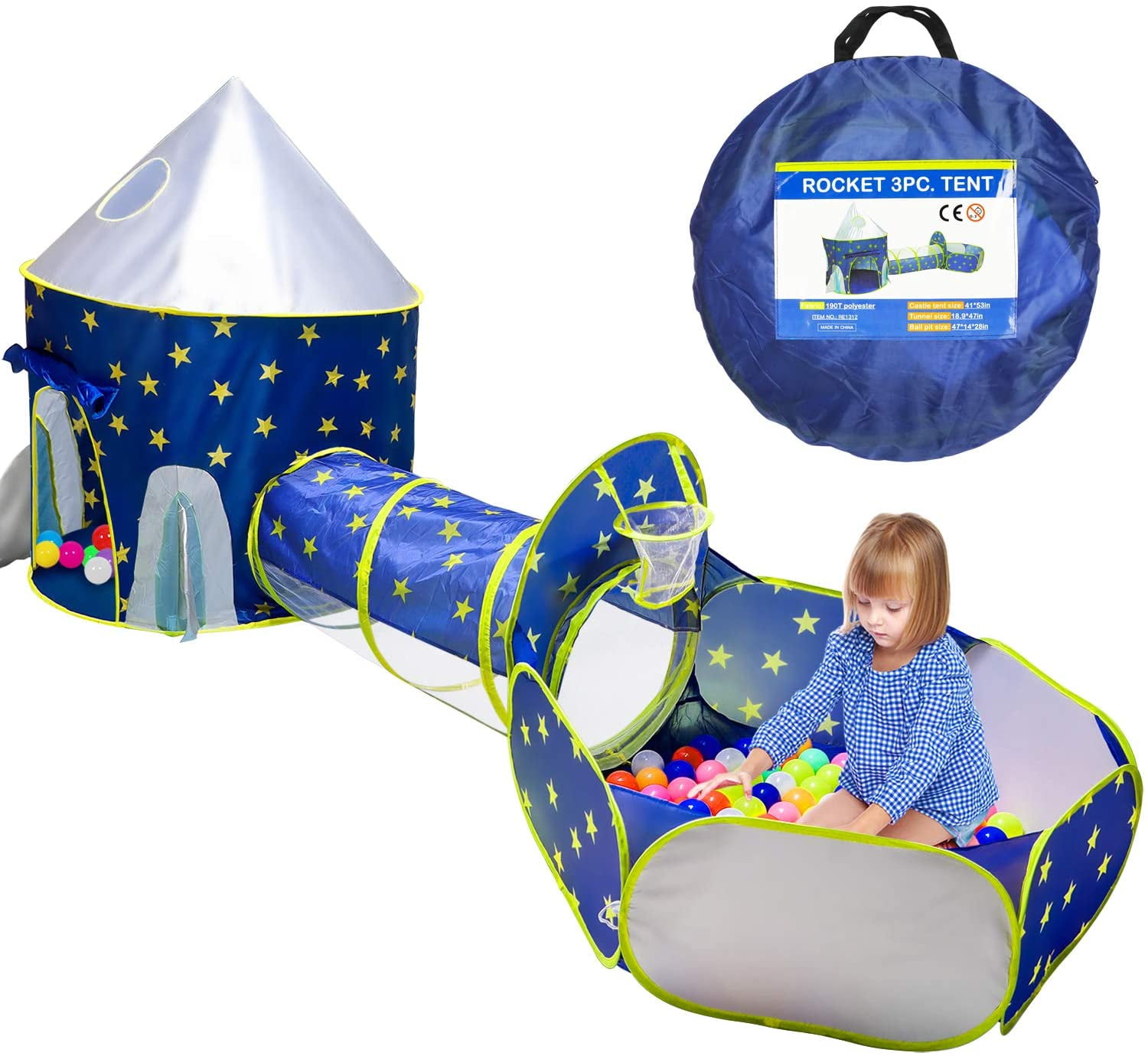 Details about   Kids Play Tent 3pcs Pop Up Tent Toddlers Crawl Tunnel Baby Playhouse Ball Pit 