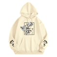 thumbnail image 3 of NinXxx Women's Rose Floral Japanese Street Style Hooded Sweatshirt Beige M, 3 of 3