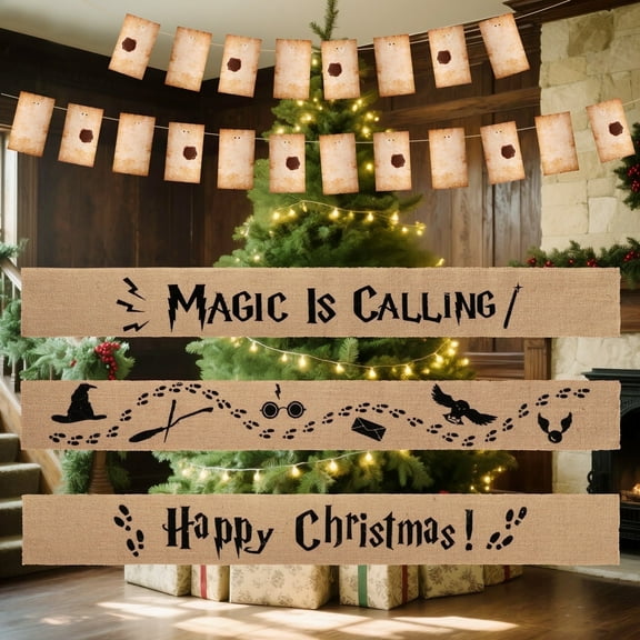 WETRBWEH Christmas Decorations, 3Pcs Magic Ribbon & 40 Letter Cards Set, Harry Party Ornaments for Christmas Tree, Party Home Decor, Wired Gifts for Fans
