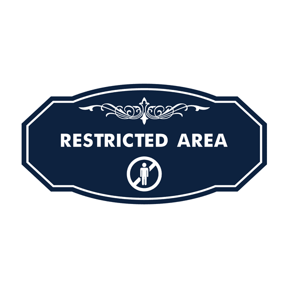 Victorian Restricted Area Sign (Navy Blue / White) - Large