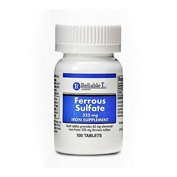 4 Pack - Reliable 1 Ferrous Sulfate 325mg 100 Red Tablets Each