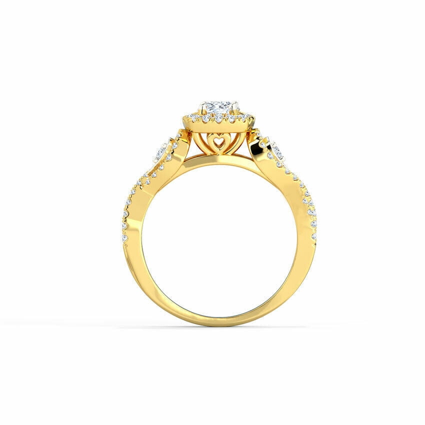 HeartsAndYou 2.4ct Engagement Ring for Women Round Cut Moissanite Split Shank Halo 18k Yellow Gold over Silver