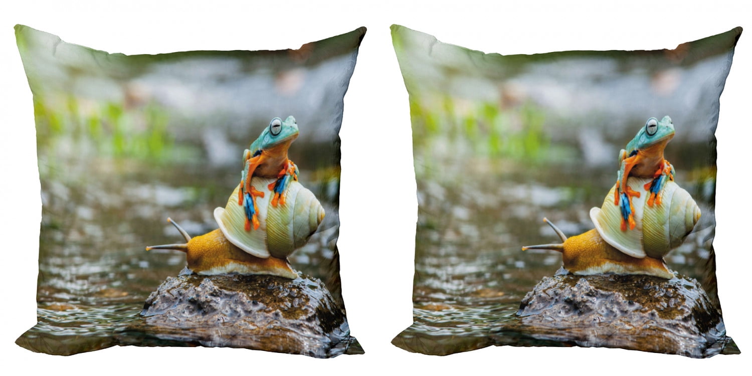 Ambesonne Animal Pattern Cushion Cover Set of 4 for Couch and Bed in 4 Sizes 