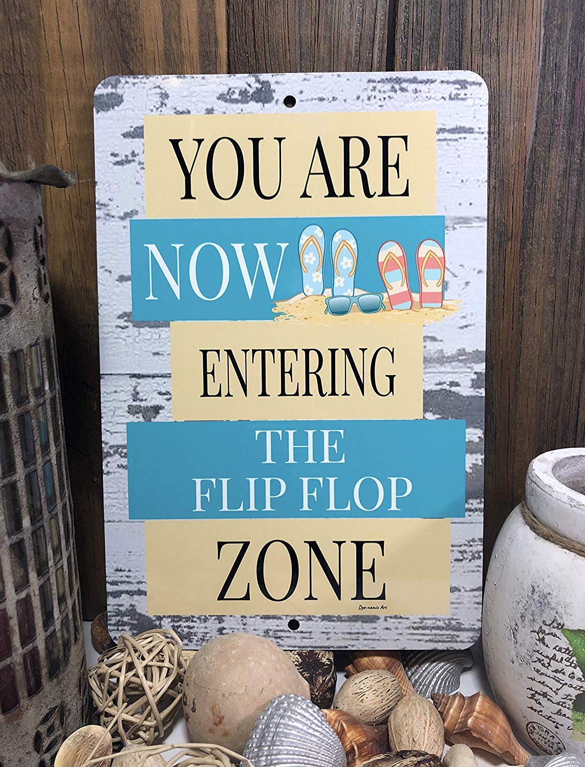 Download Dye Namic Art Beach House Metal Sign Flip Flop Zone Lightweight Aluminum Decor Indoor Outdoor Metal Sign Wall Art Decor Signs Beach Decor Custom Signs Made In The