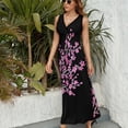 thumbnail image 3 of Sakura watercolor on black background Sleeveless Dress summer dress Women's evening dress, 3 of 6