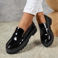 thumbnail image 6 of Miluxas Women's Fashion Loafers, Patent Leather Loafers, Thick-Soled Loafers, Slip-on Loafers, Simple Casual Flat Shoes Black 7(39), 6 of 8