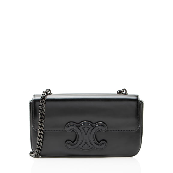 Pre-Owned Celine Shiny Calfskin Triomphe Chain Shoulder Bag