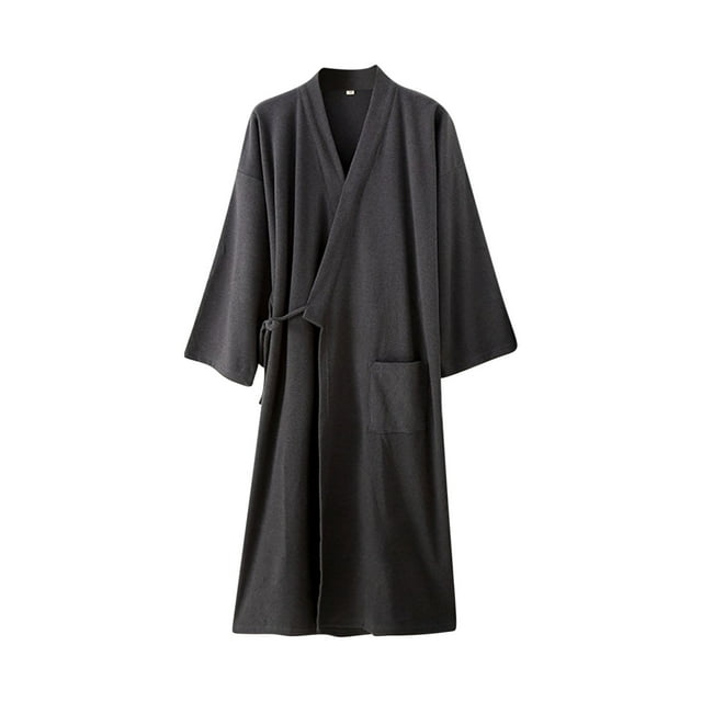 Kaemgyyd Women's Lightweight Robe Loose V Neck Long Sleeve Bathrobe Lightweight Solid Color Quick Dry Sleepwear with Pockets