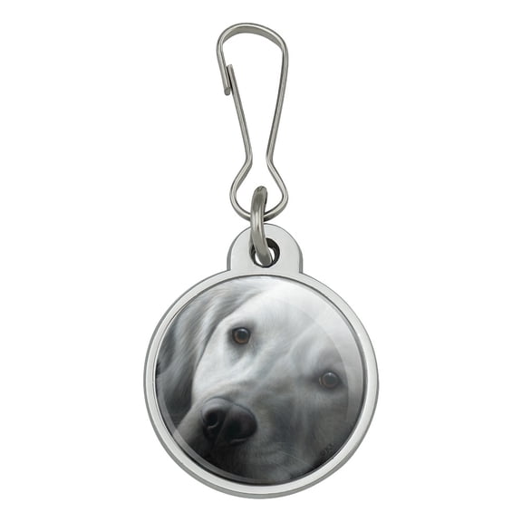 White Golden Retriever Tired Sleepy Dog Jacket Handbag Purse Luggage Backpack Zipper Pull Charm