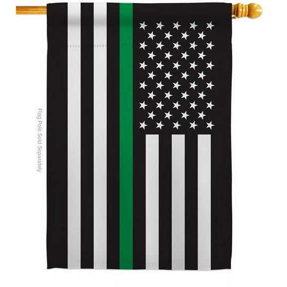 Americana Home & Garden H140921-BO 28 x 40 in. Thin Green Line House Flag with Armed Forces Service Double-Sided Decorative Horizontal Flags Decoration Banner Garden Yard Gift