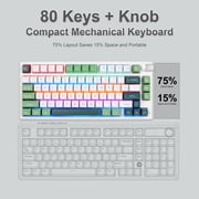 75% Wireless Mechanical Keyboard, 3-Mode BT5.0/2.4GHz/USB-C Hot Swappable Custom Keyboard with Knob, Mechanical Gaming Keyboards with RGB Backlit for PC/Tablet/PS/Xbox, White