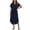 Navy, variant on Admvng Womens Belted Shirt Dress Solid Collared Short Sleeve Side Slits Casual Comfy Dresses