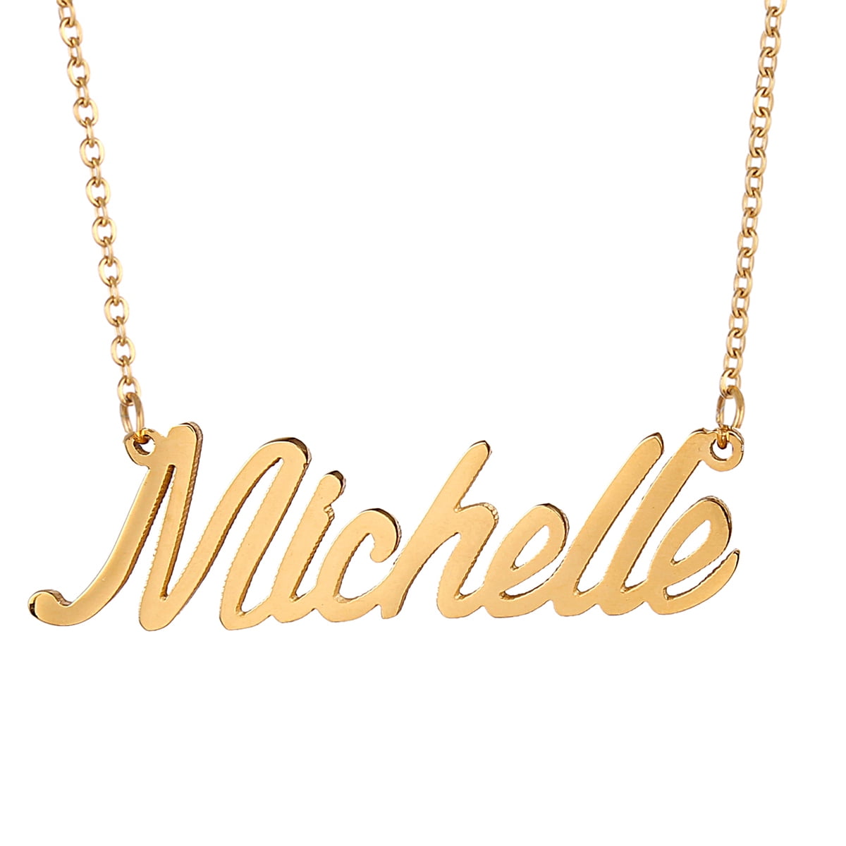 Michelle name necklace 14k Solid Yellow Gold Personalized Custom Name Pendant