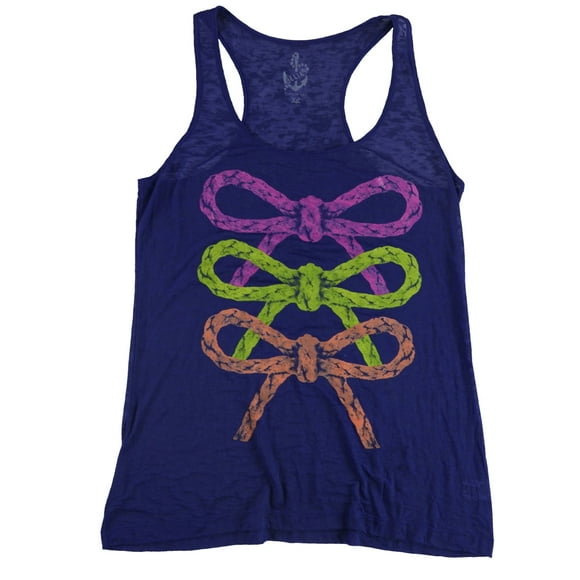 dELiA*s Womens Nautical Rope Bows Racerback Tank Top, Blue, Small