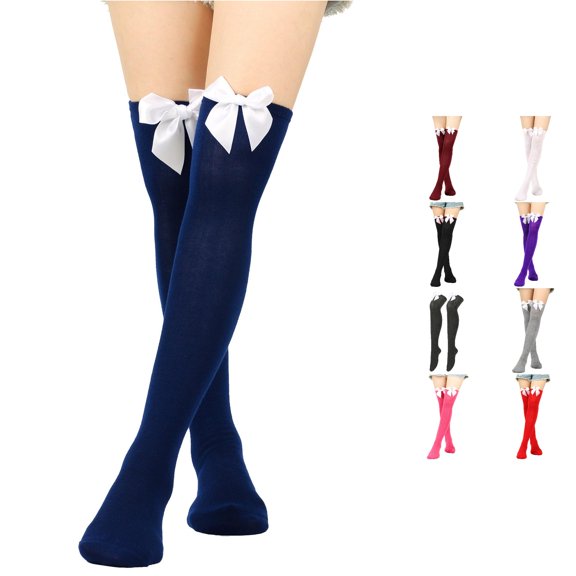 Rggeeun Knee High Socks for Women Cotton Socks Bow Cute Socks Stretch Lightweight Womens Socks Fall Stockings Play Sports Elegant,Green,One Size
