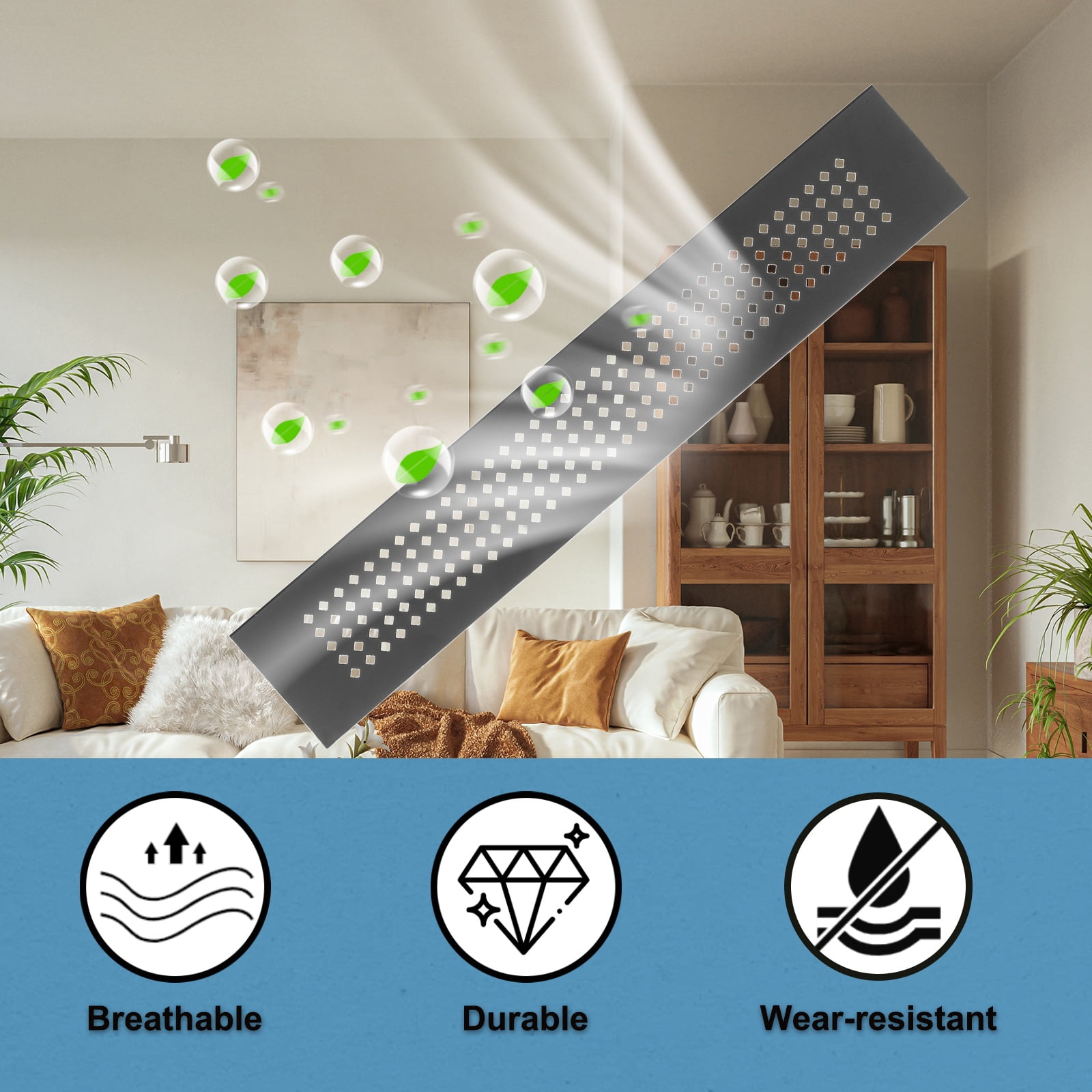 Uxcell 6 x 2 Inch Door Air Vent Cover, 3 Pcs Aluminum Grille Ventilation Cover Louvered Diamond Hole with Screws, Black