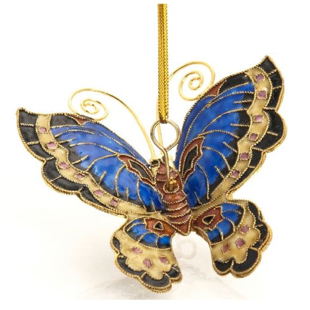 Suncatcher  5" Butterfly Brass Bell Ornament Handmade Metal Filigree  Mobile 