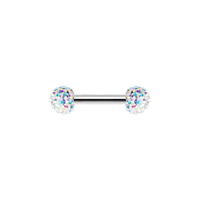 Pair of Nipple Rings Piercing Barbell w/ Ferido CZ Gem Ends - 9 Colors Available