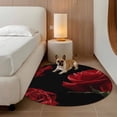 thumbnail image 3 of Round Area Rugs Collection 4 Ft, Red Rose Non-Slip Residential Carpet, Vintage Abstract Garden Flower Floral Black Indoor Crawling Mats Runner Rugs for Living Room/Dining Room/Bedroom, 3 of 8