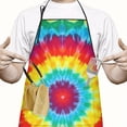 thumbnail image 2 of Rainbow Tie Dye Circular Pattern Apron-Garden Aprons for Women with Pockets-Cotton Linen Waterproof Kitchen Cooking Gardening Aprons Adjustable for Kitchen,Cooking,BBQ and Salon 33x27 Inch, 2 of 7