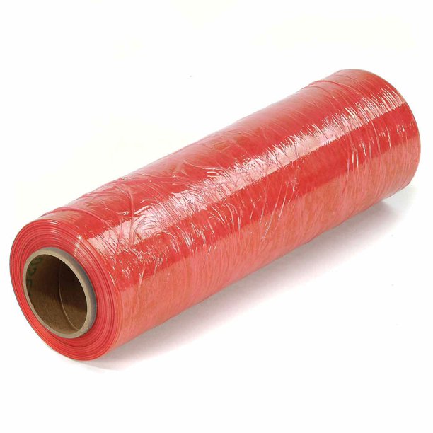 80 Gauge Stretch Wrap 18" x 1500', Red, Lot of 4