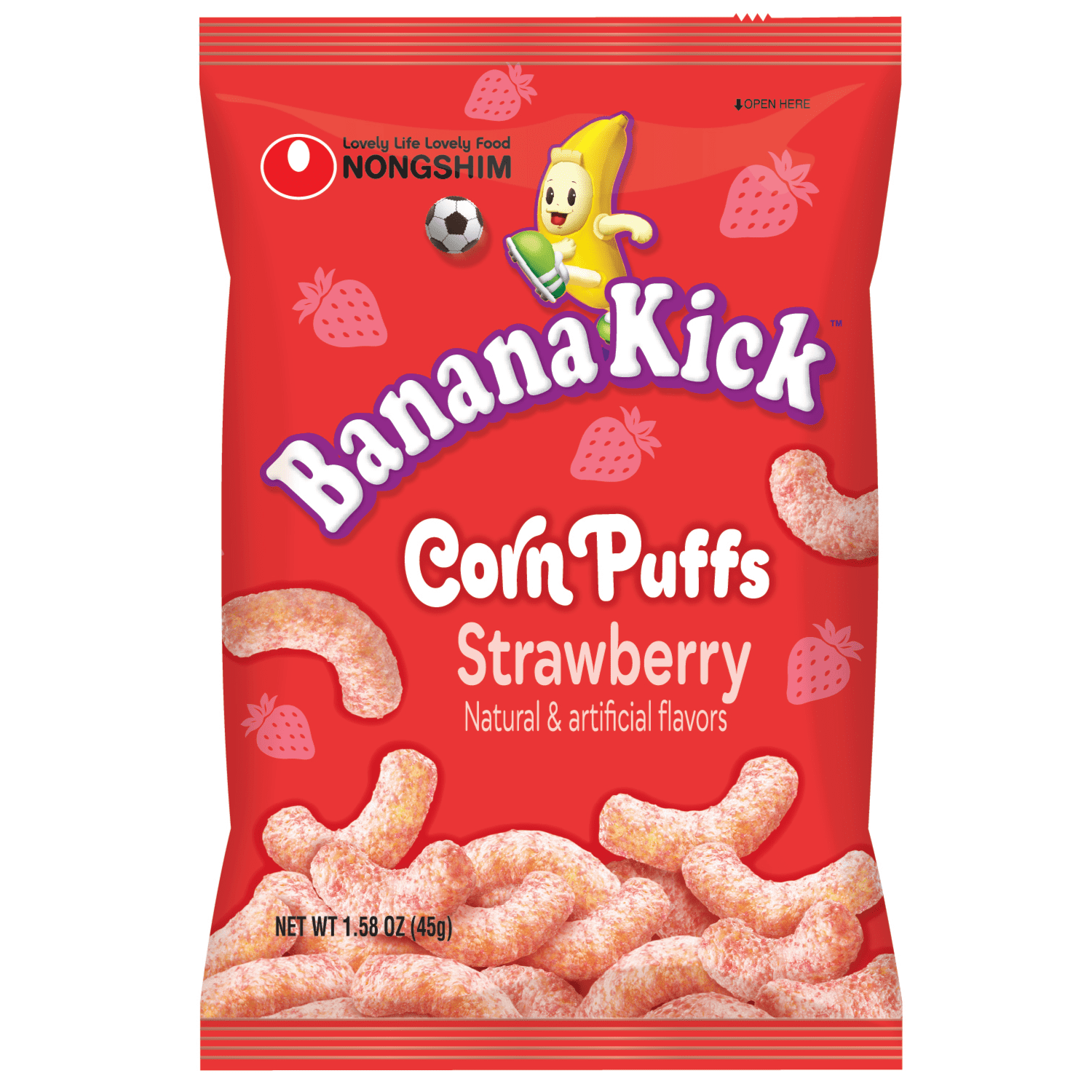 (8 pack) Nongshim Corn Puffs Strawberry Snack, 1.6 Ounces