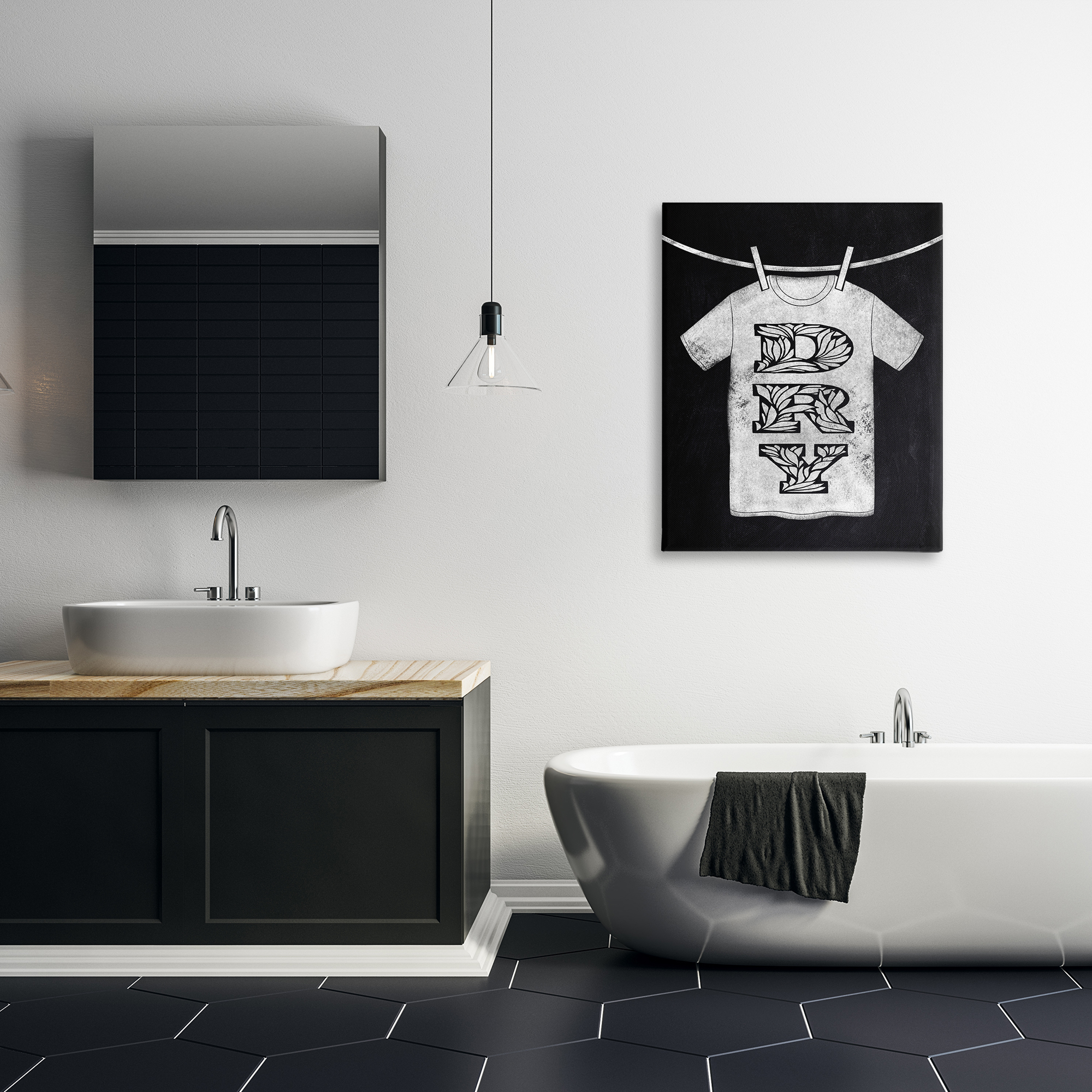 Laundry Dry Ornate Letters Canvas Wall Art, design by Marcus Prime