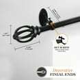 thumbnail image 5 of Kenney Lilly Cage 5/8" Fast Fit, Easy Install Decorative Window Curtain Rod, 66-120", Black, 5 of 11