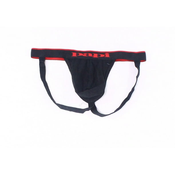 papi Papi NEW Black Mens Size Large L LogoWaistband Thong Bikinis