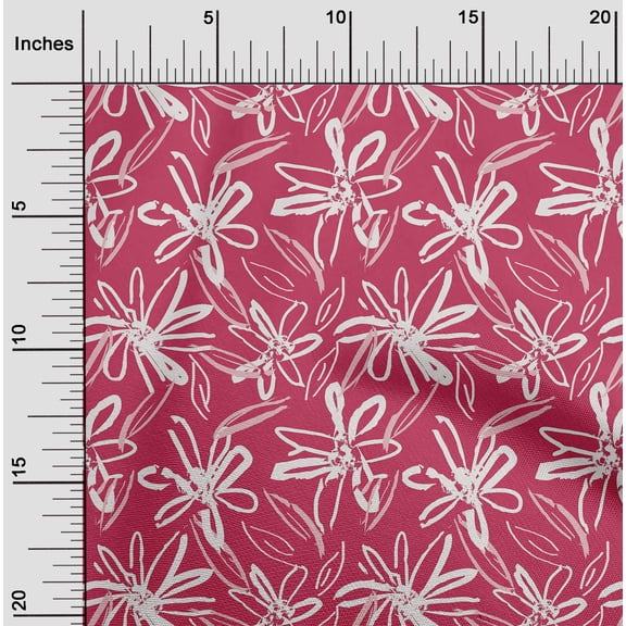 oneOone Georgette Viscose Magenta Fabric Florals Quilting Supplies Print Sewing Fabric By The Yard 42 Inch Wide-2Z8