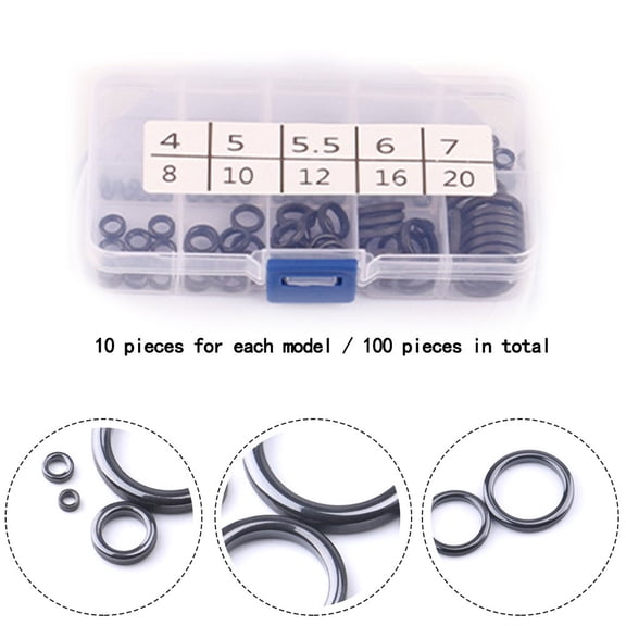 PASILI 100Pcs Rod Guide Ring/Box Round Connector Rig Ring O Rings 4/5/5.5/6/7/8/10/12/16/20# Ceramic Black Fishing Accessories