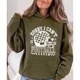 thumbnail image 6 of Sorry I Can't It Is Football Season Hoodie Women Checkered Helmet, Army Green Hoodie, M, 6 of 8
