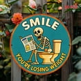 thumbnail image 5 of HELLOYOUNG Skeleton Reading Newspaper in Toilet Funny Metal Sign Vintage Tin Wall Art 8x12 Inch for Home Bar Man Cave Garage Decor, 5 of 5