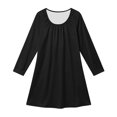 thumbnail image 7 of CUZIBR Baby Nightgown For Girls Long Sleeve Pleated Crew Neck Sleepwear Solid Color Lightweight Loungewear Leisure Casual Daily Nightwear,Black,5-6 Years, 7 of 7