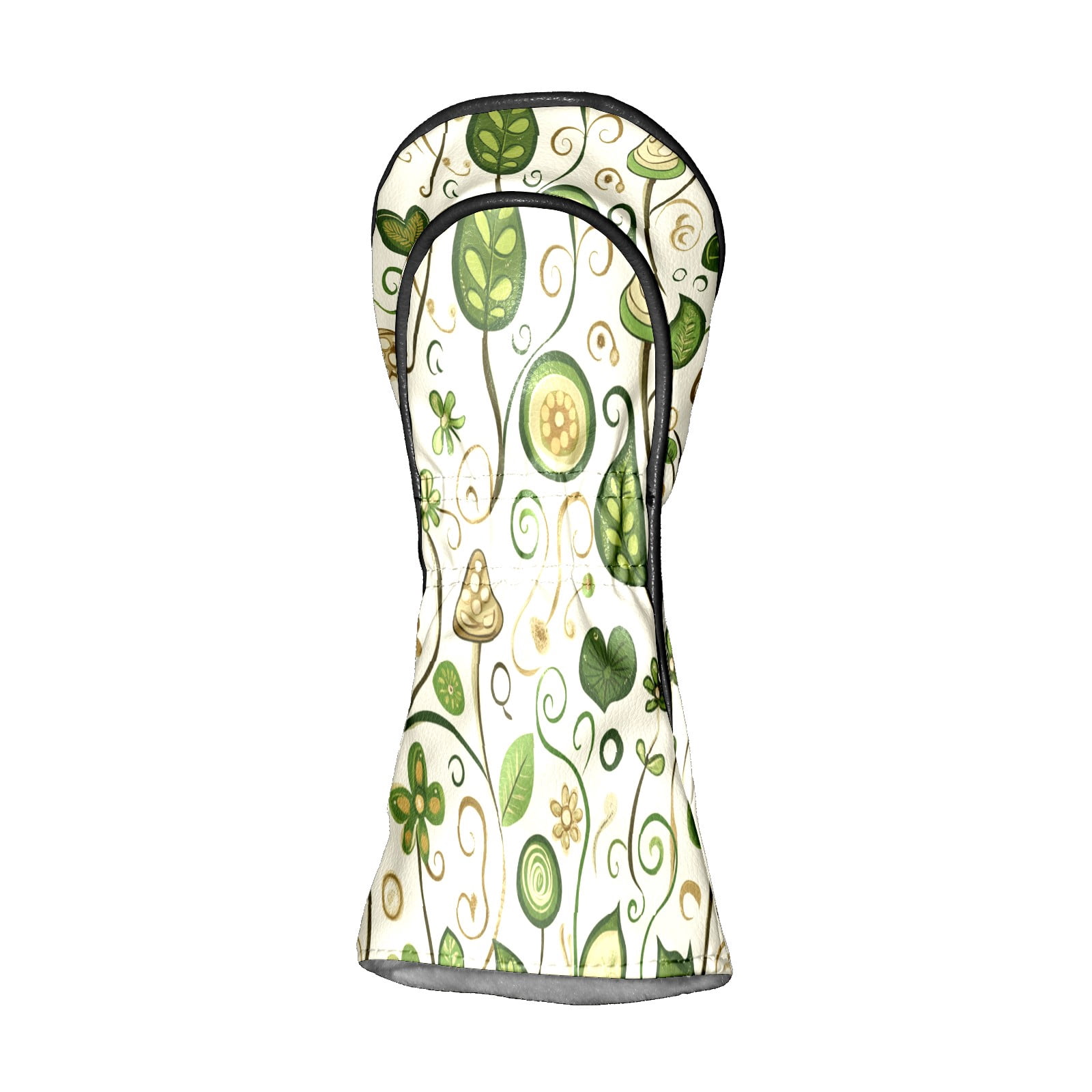 Golf Club Covers PU Leather Waterproof Head Covers for Fairway Woods Hybrids Green Cute Pattern
