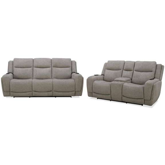 Pemberly Row Contemporary Frappe Power Reclining Sofa and Loveseat
