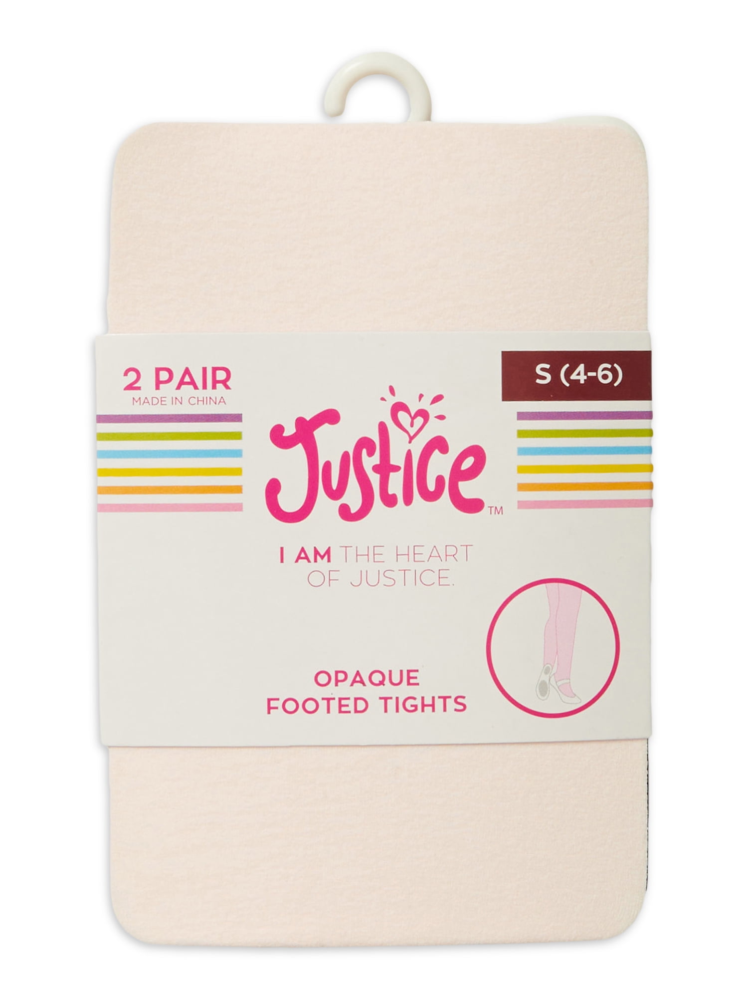 Girls Justice Opaque Footed Tights, 2 Pair